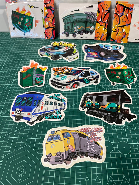 Destruye y huye sticker pack